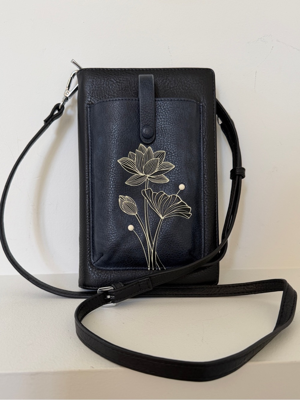 ESPE Magnolia Smart Phone Zip Around Crossbody Bag Wallet Embroidered Floral